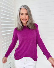 Lurex Long Sleeve -  Magenta