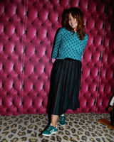 Penelope Stripe Lurex Skirt - Emerald + Pink