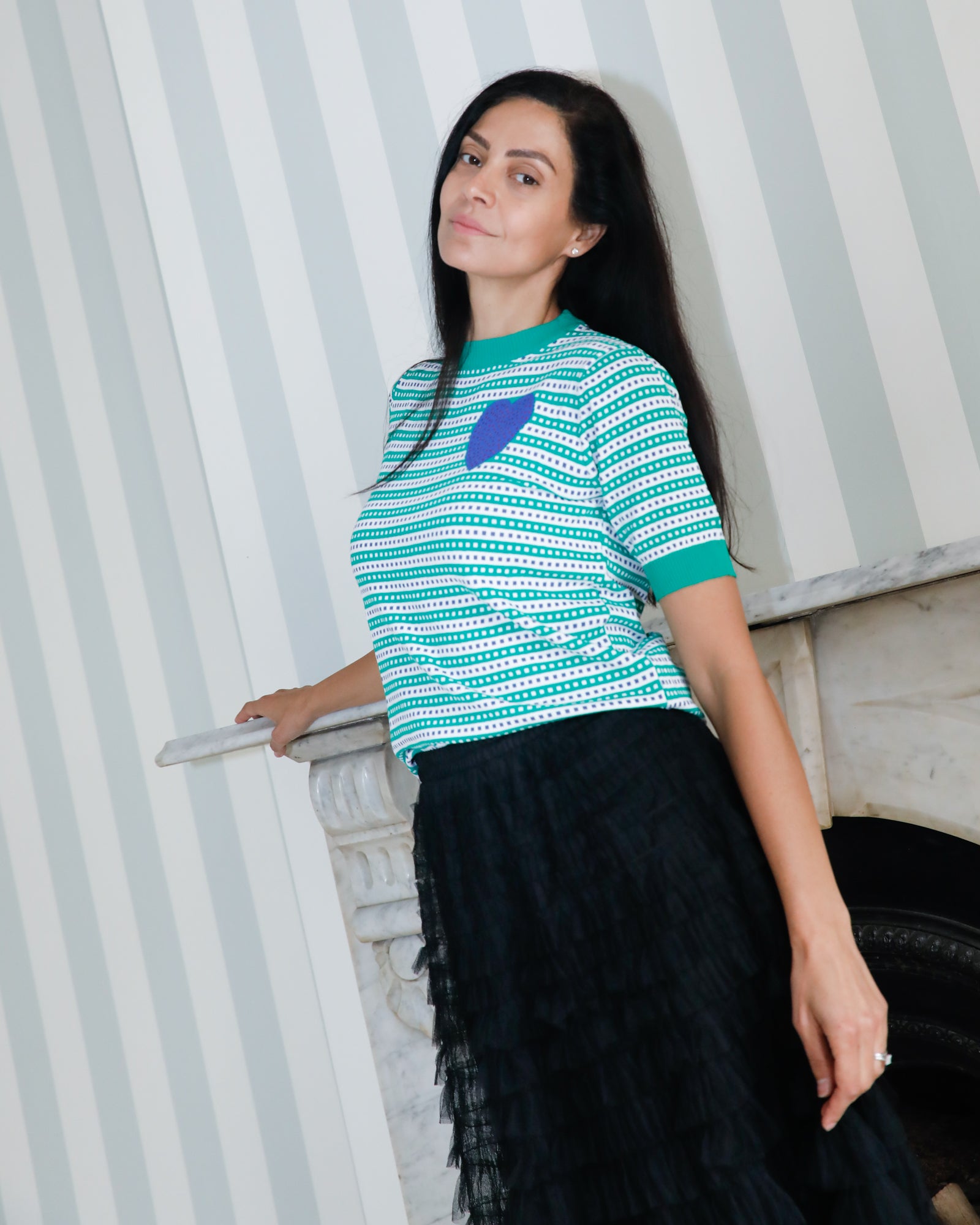 Sailor Stripe Top - Blue Heart