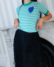 Sailor Stripe Top - Blue Heart