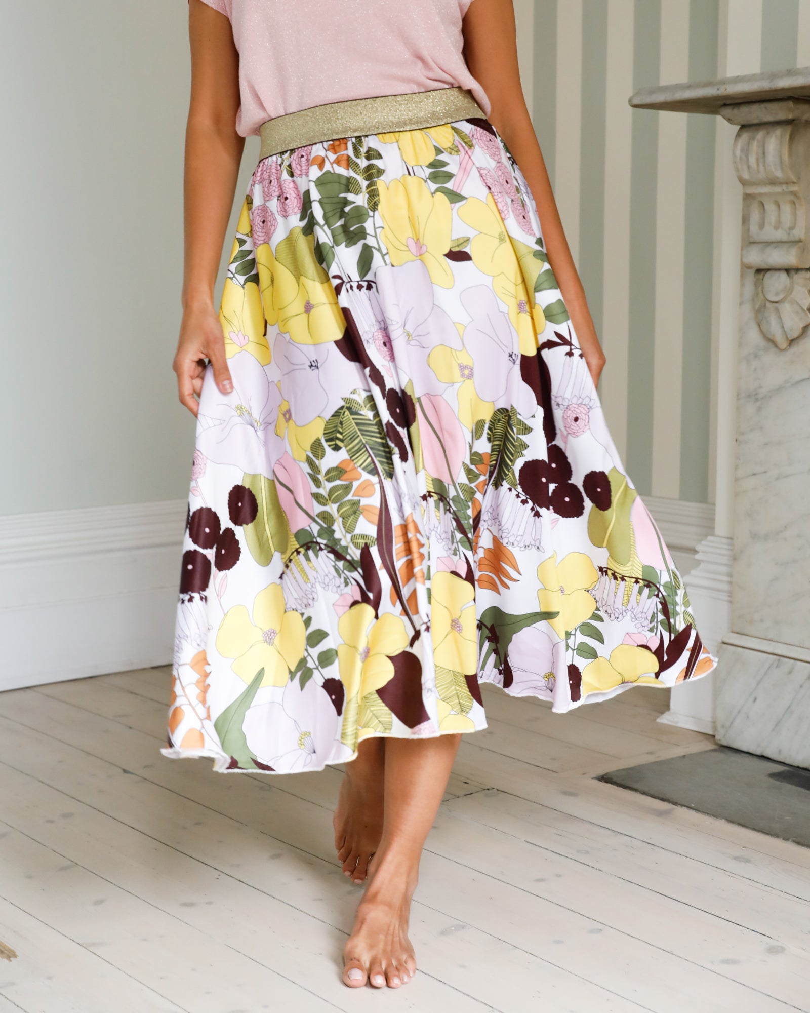 Botanical Odette Silk Satin Skirt