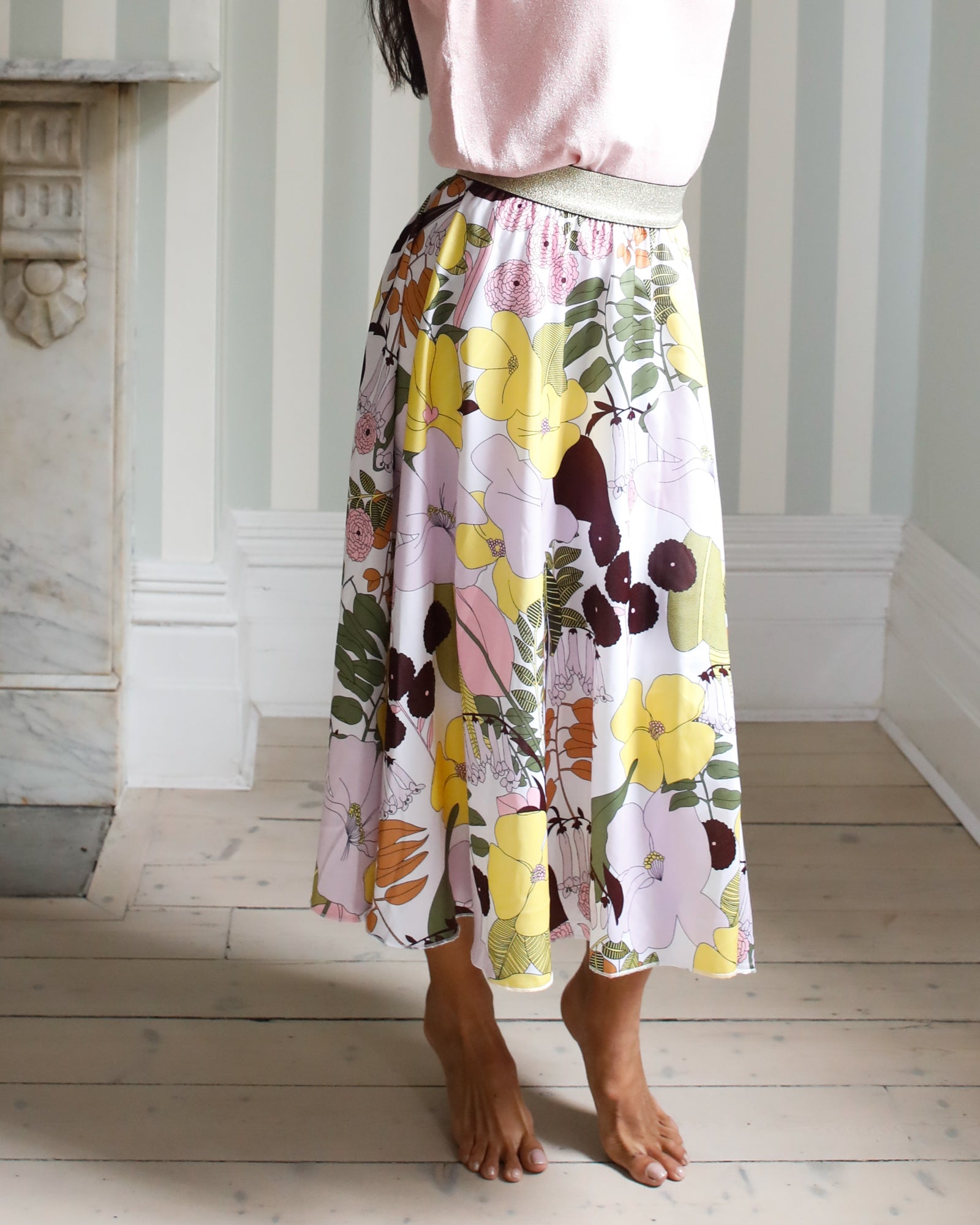 Botanical Odette Silk Satin Skirt
