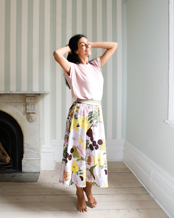 Botanical Odette Silk Satin Skirt