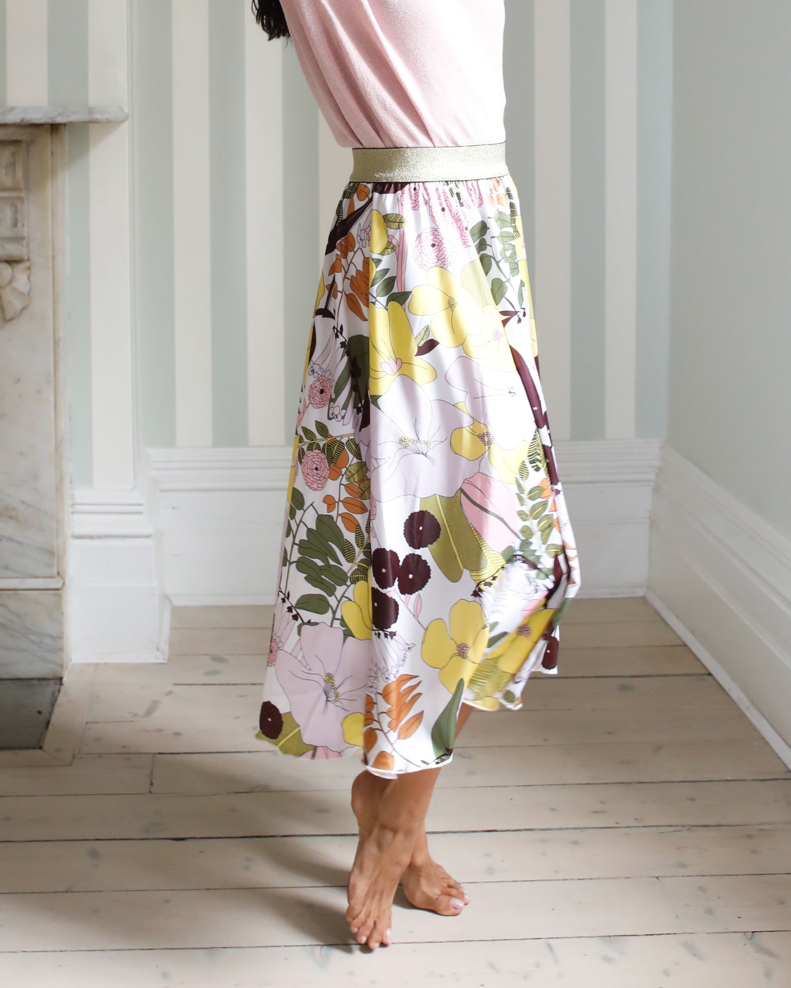 Botanical Odette Silk Satin Skirt