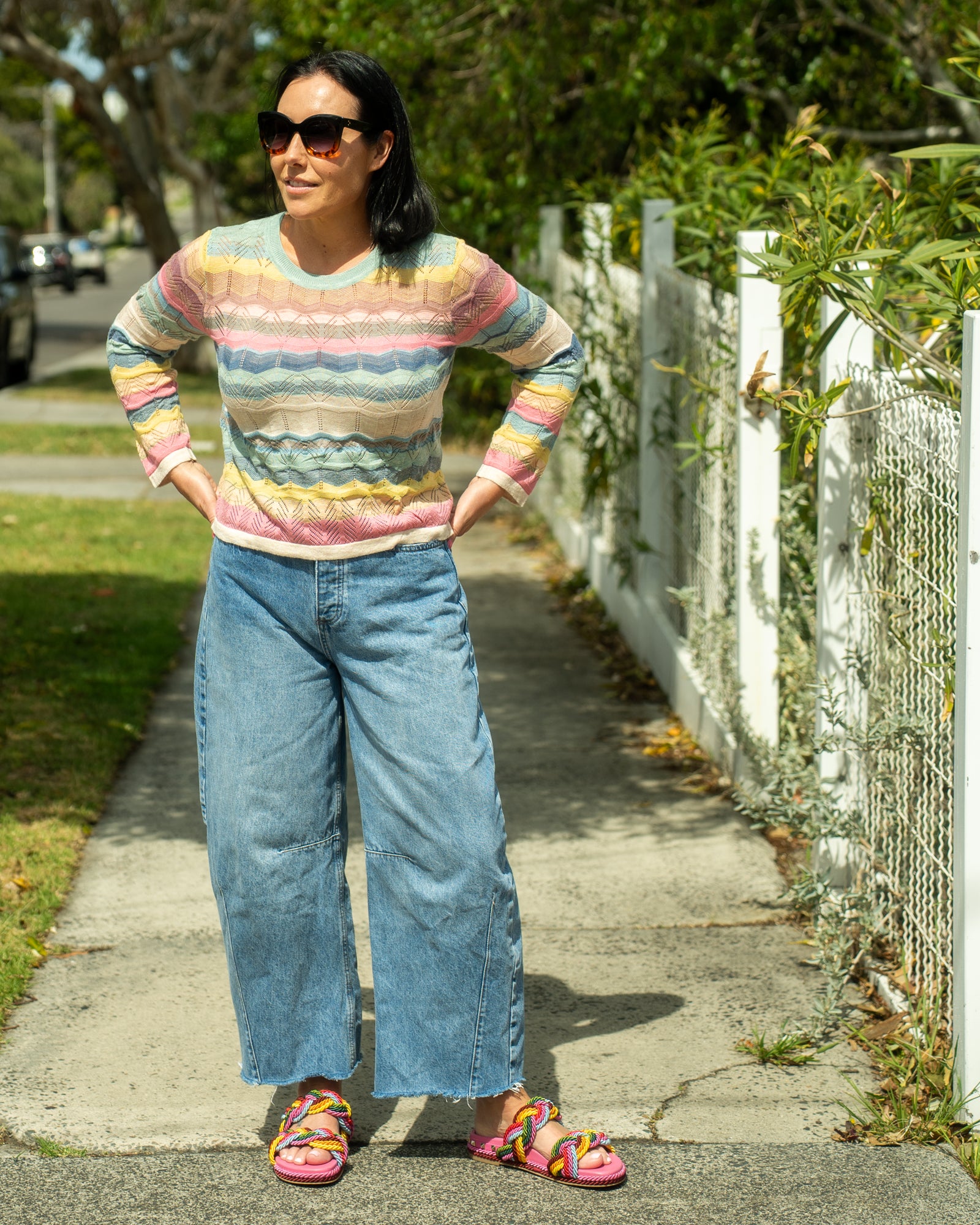 Breezy Stripe Rib Long Sleeve Knit - Pastel