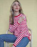 Lucky Stripe Knit Jumper - Red and White
