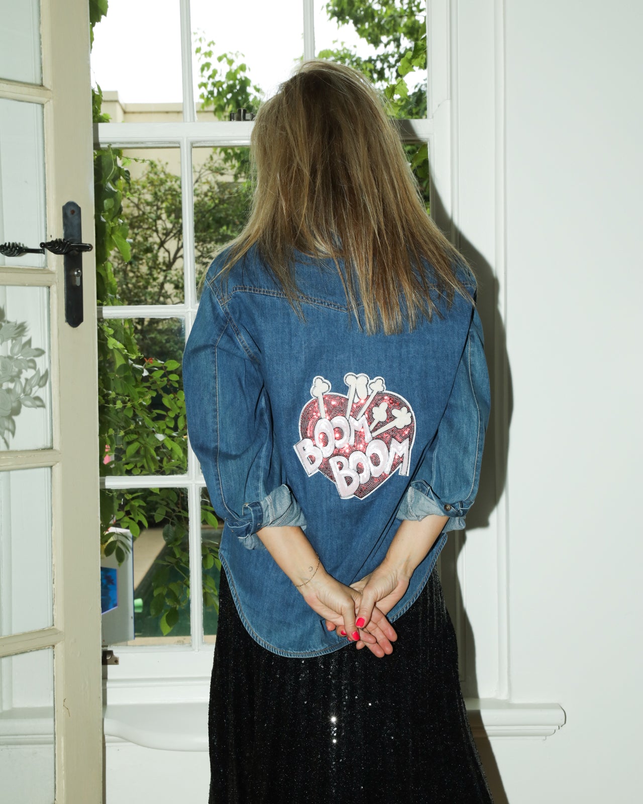 Essential Denim Shirt - Boom Boom Sequin Heart