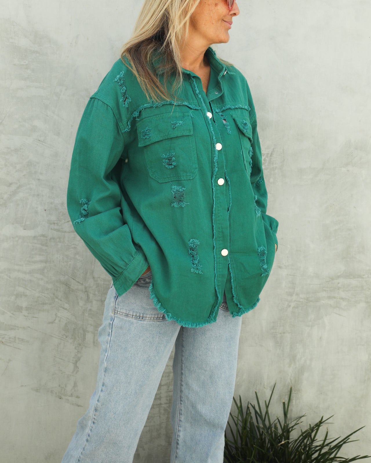 Weekender Denim Shirt - Palm Green