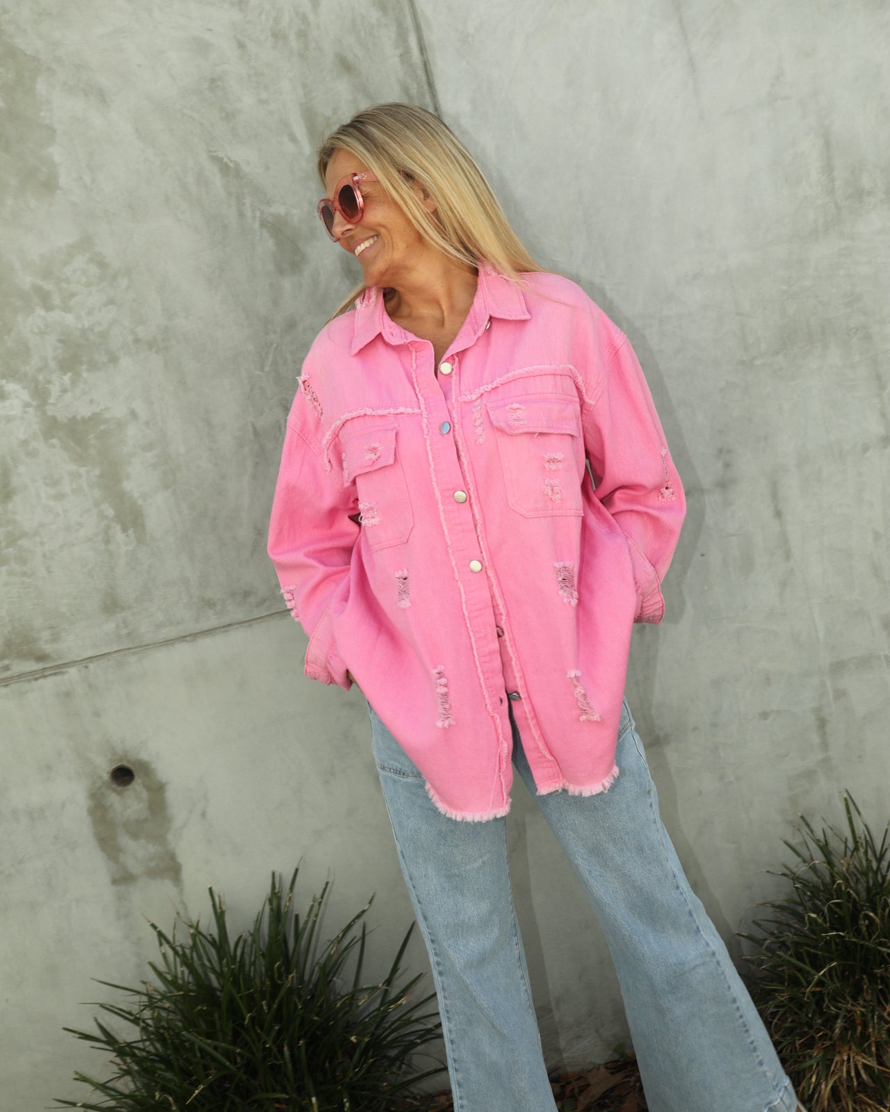 Weekender Denim Shirt - Peony Pink