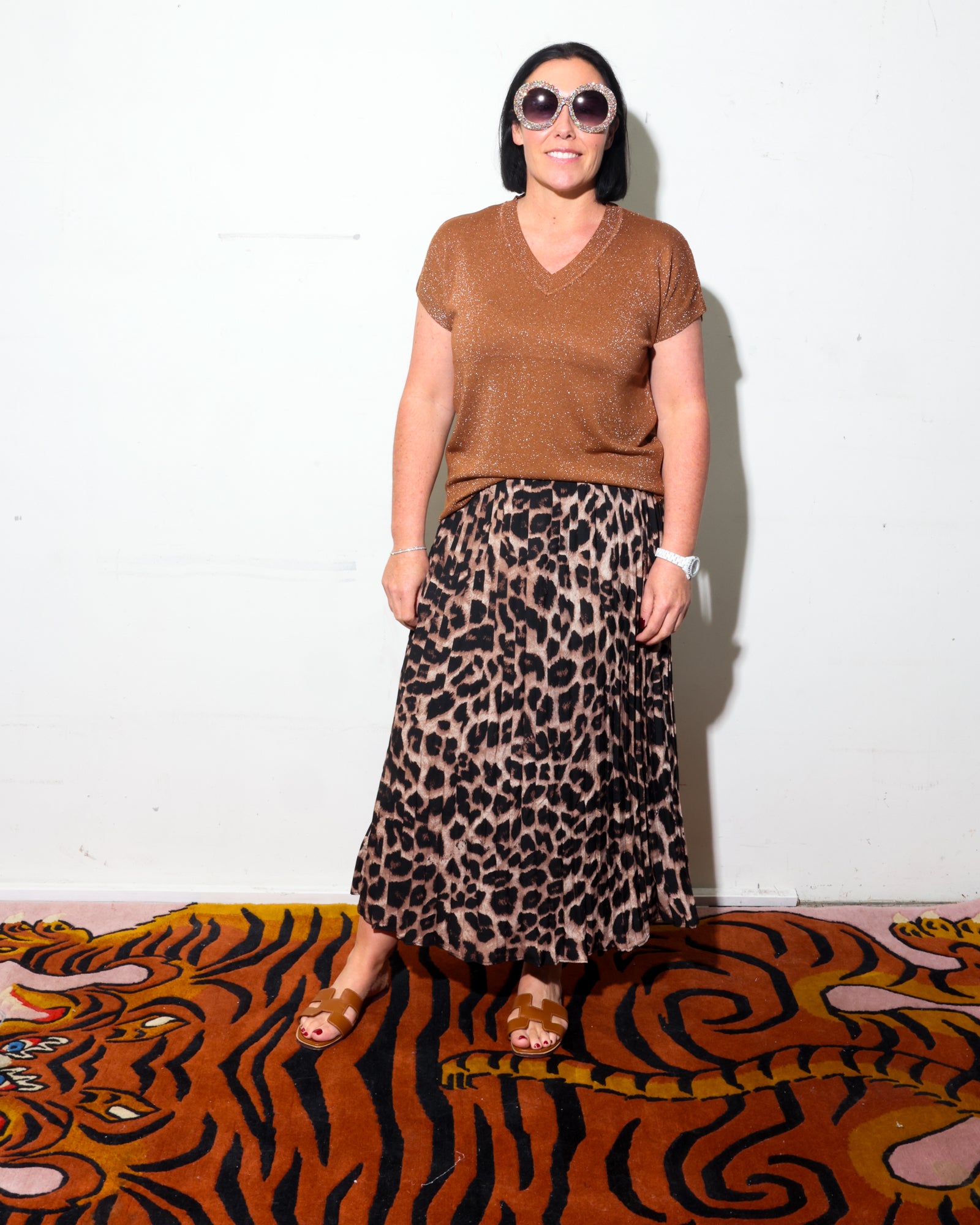 V-Neck Short Sleeve Lurex -  Humphrey