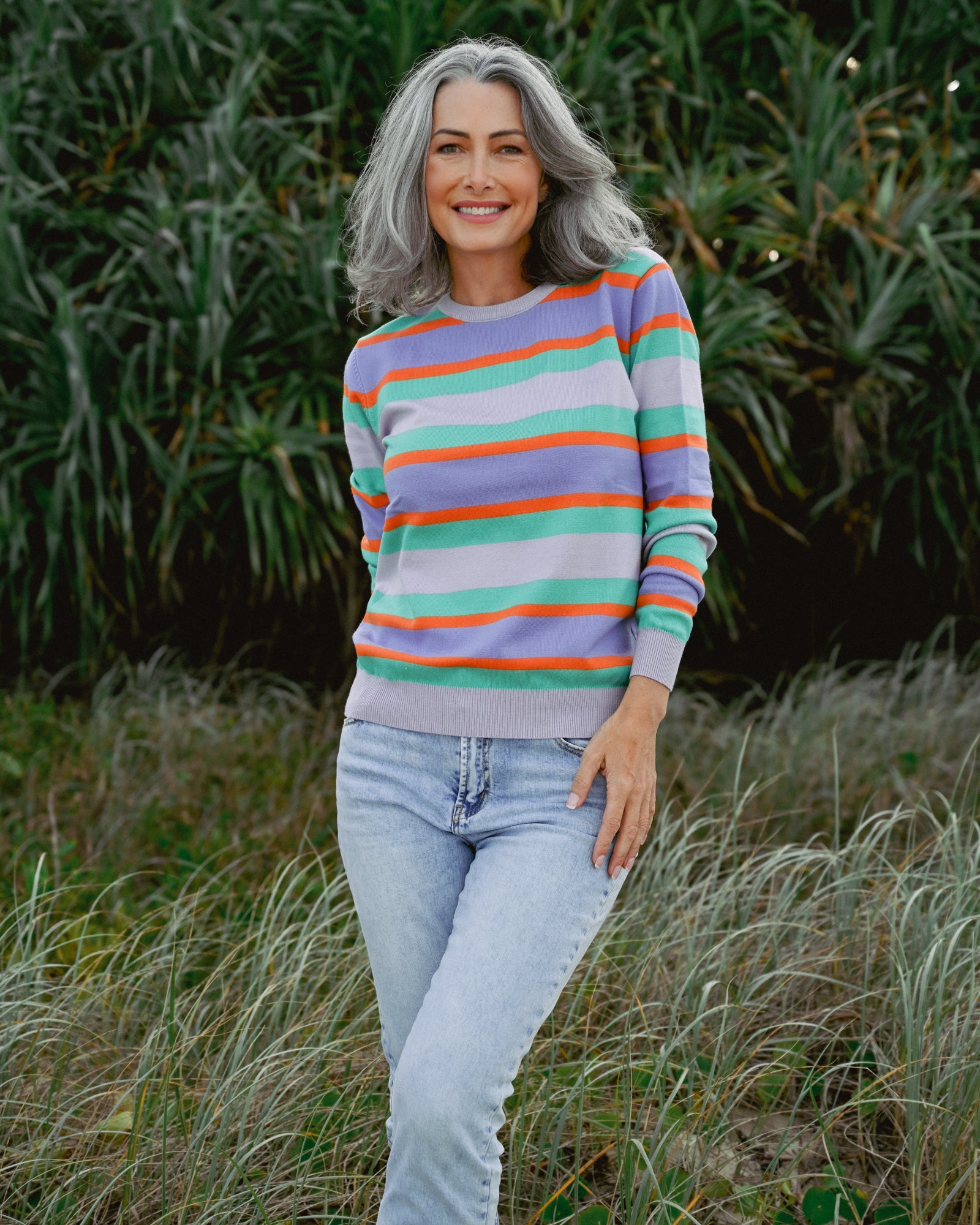 Carnival Stripe Knit Jumper - Mauve