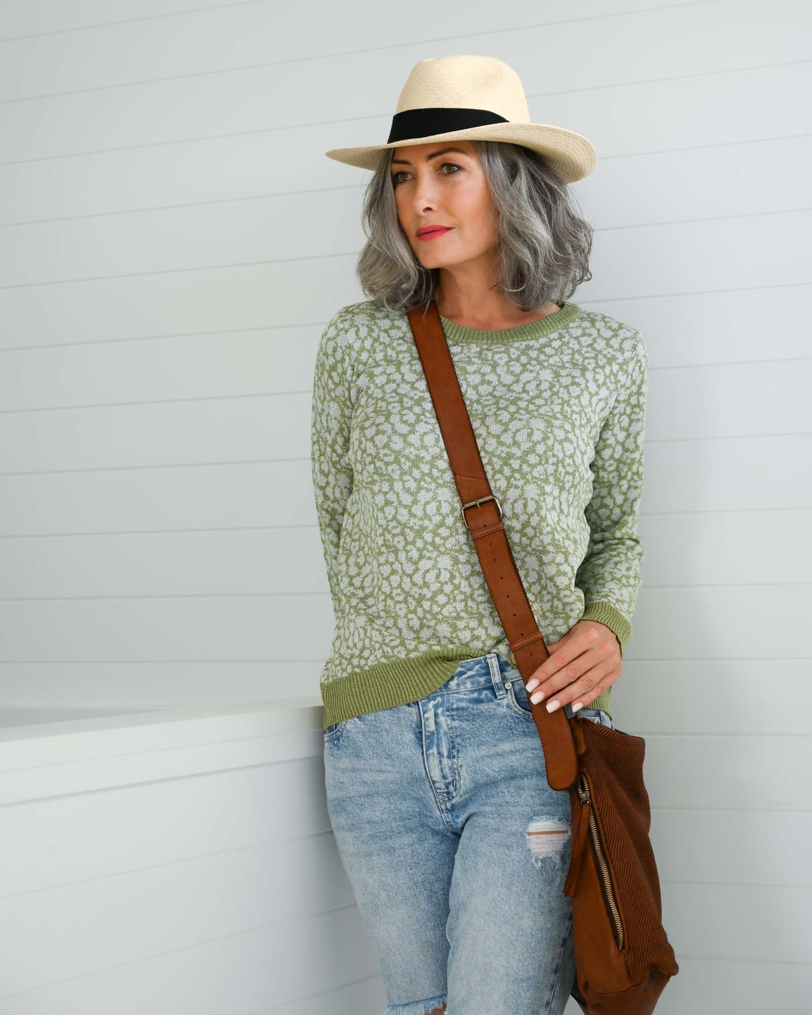 Animal Lurex Knit Jumper - Green