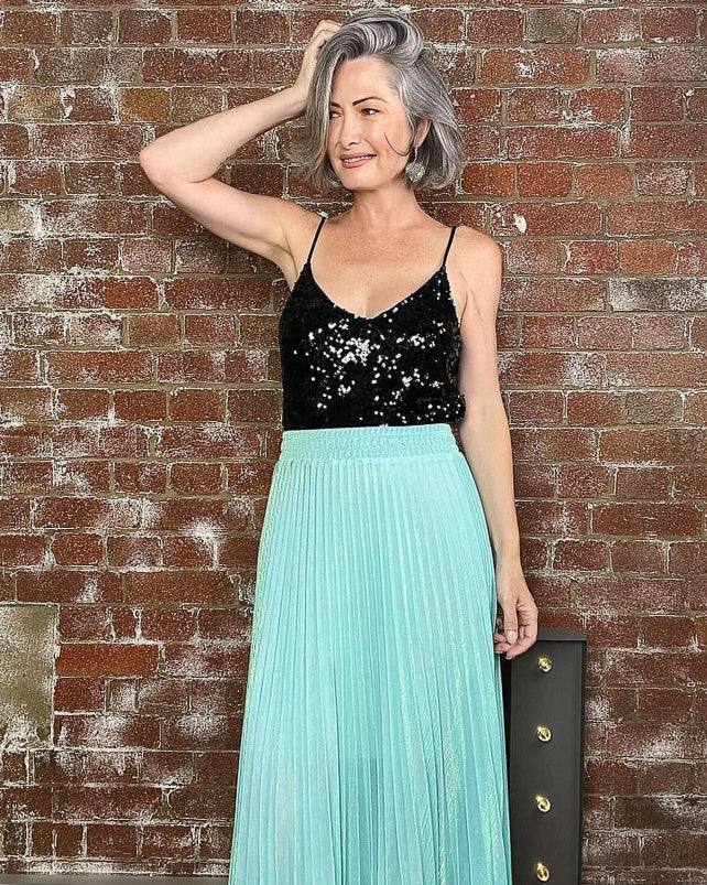 Polly Pleated Skirt - Aquamarine